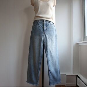 Banana Republic Mid-Rise Loose Stovepipe Frayed Denim